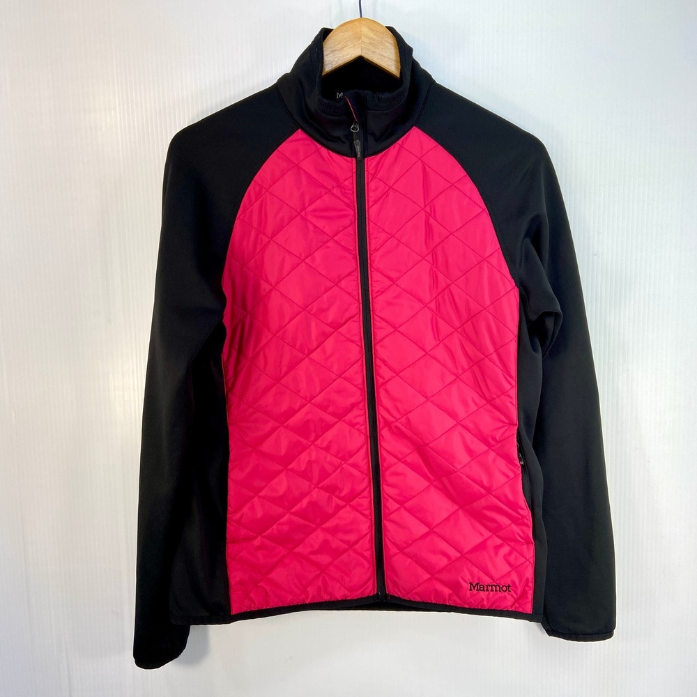 Marmot Polartec Light Puffer Quilted Hybrid Jacket Pink Black Womens Medium‎